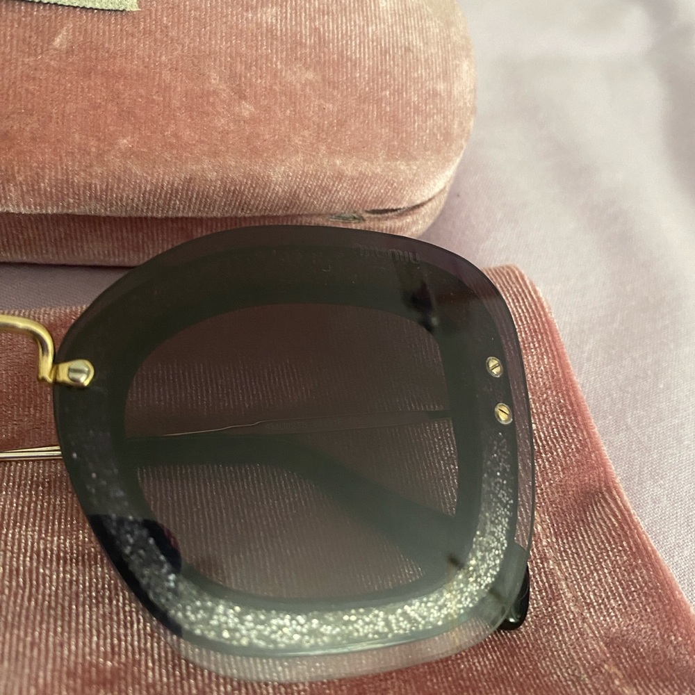 Miu Miu Black Gold and Pink Glitter Sunglasses - Picture 4 of 5